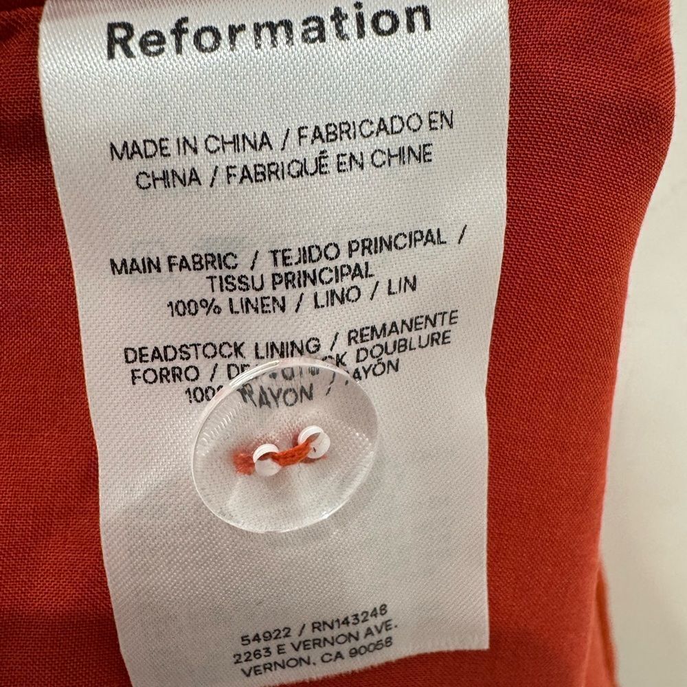 NWT Reformation Satori Linen Dress - Blood orange - Picture 11 of 11